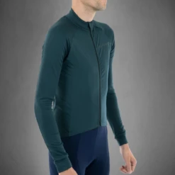 Carnac Men's Long Sleeve Cycling Jersey -AOI Bike Shop Long sleave jersey green Model side