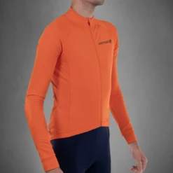 Carnac Men's Long Sleeve Cycling Jersey -AOI Bike Shop Long sleave jersey orange Model side