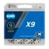 KMC X9 9 Speed Chain / 114 / SIlver/Grey -AOI Bike Shop k21b